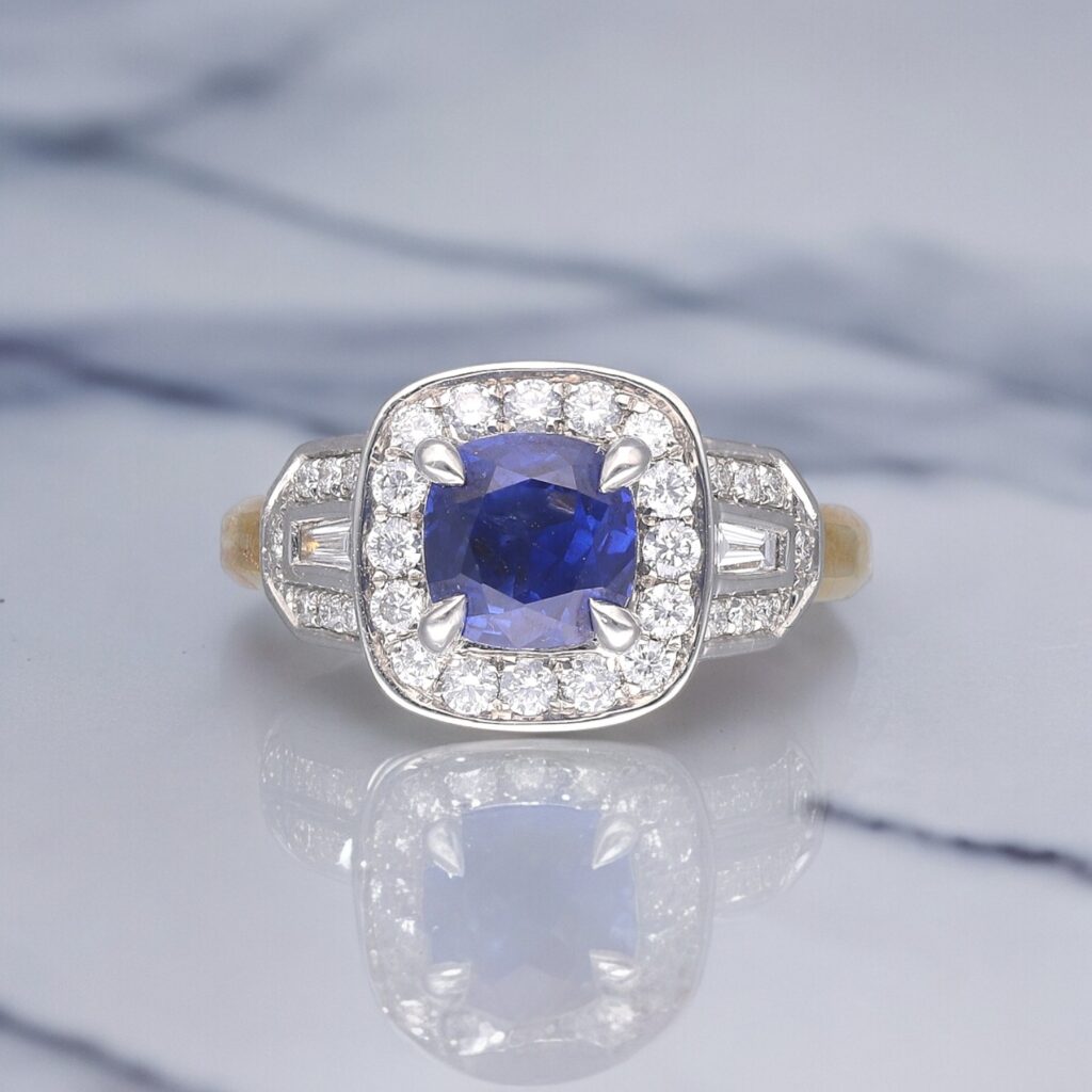 Sapphire & Diamond Art Deco Inspired ring