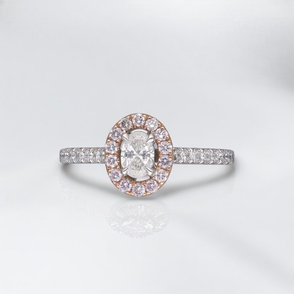 Oval & Pink Diamond Halo ring