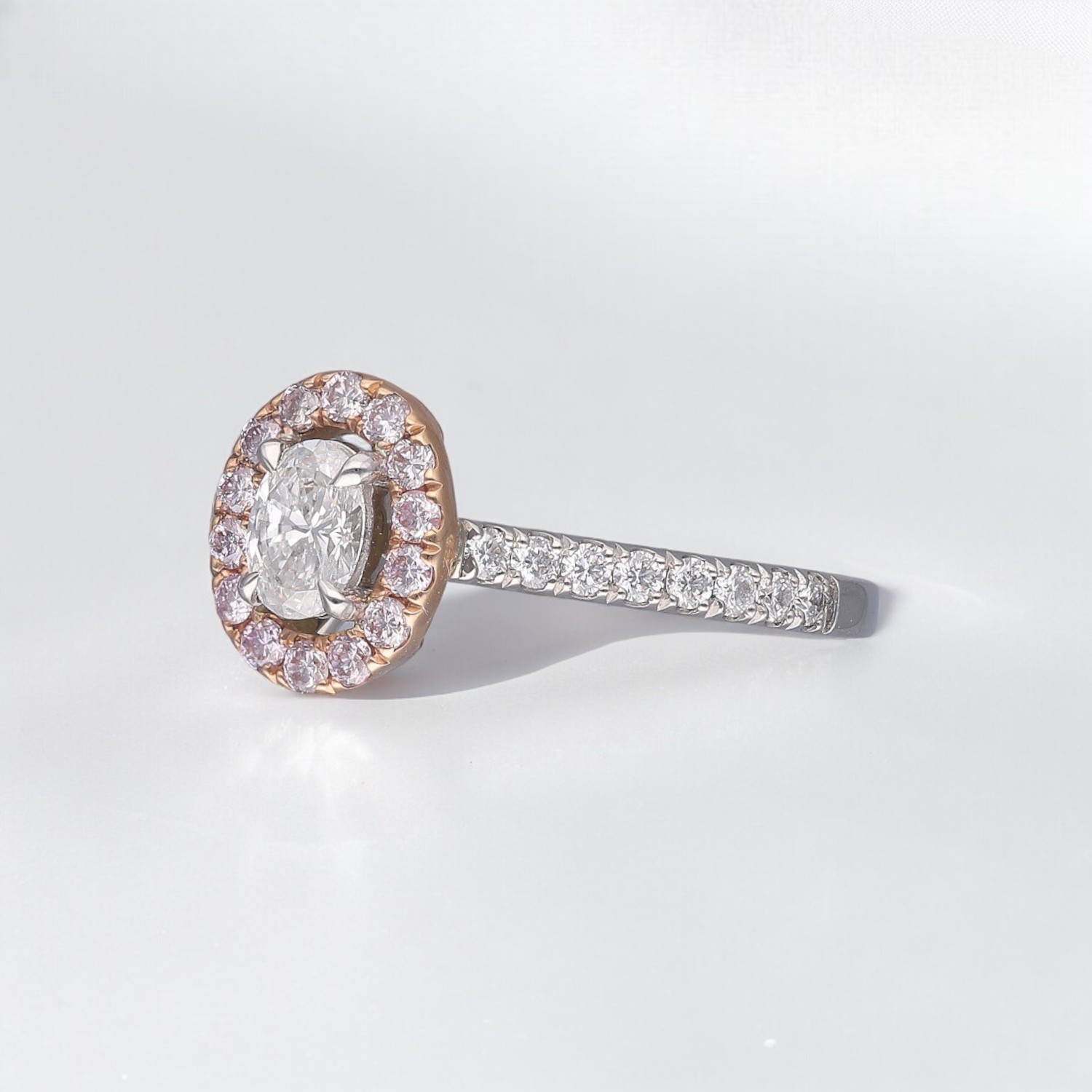 Oval & Pink Diamond Halo ring 2 Oval & Pink Diamond Halo ring - Image 2