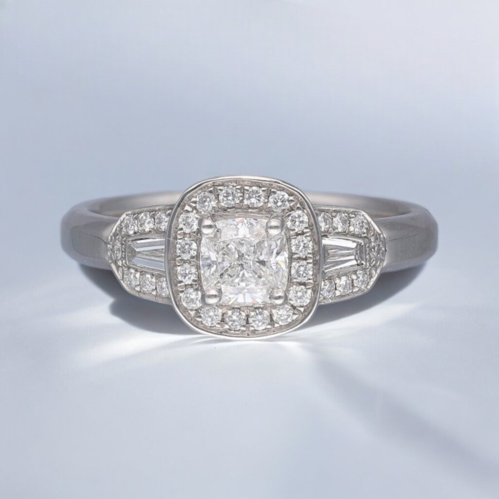 Cushion Diamond Art Deco inspired ring