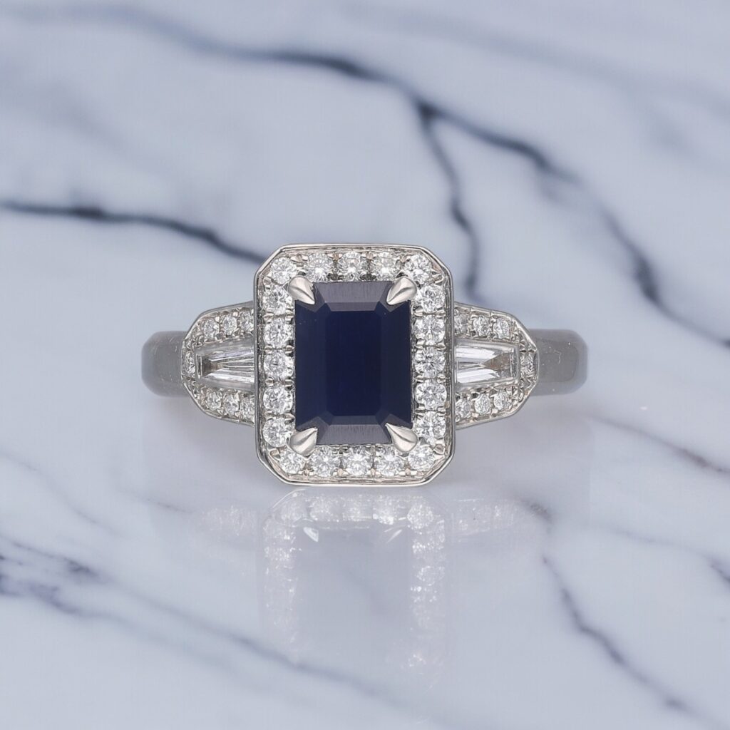 Sapphire & Diamond Art Deco Inspired ring