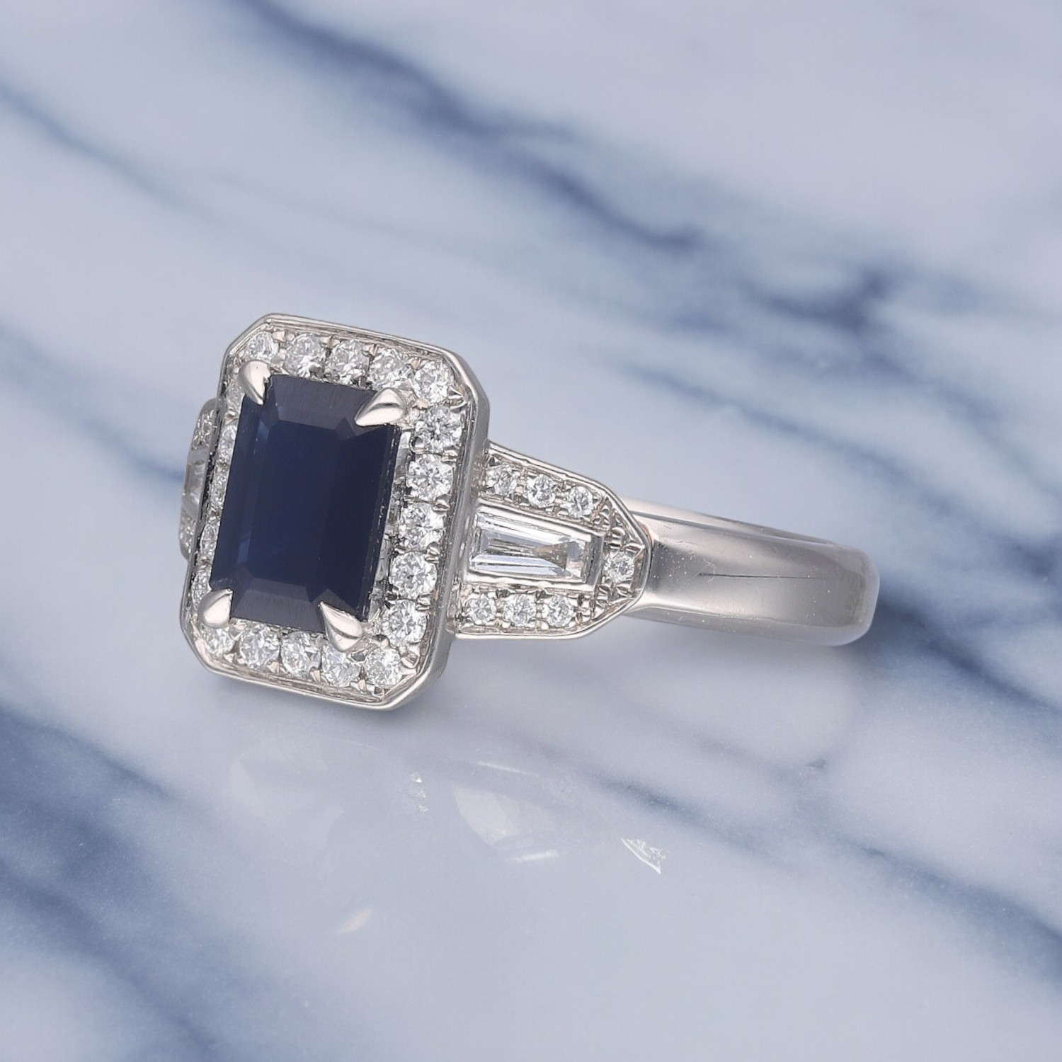 Sapphire & Diamond Art Deco Inspired ring 2 Sapphire & Diamond Art Deco Inspired ring - Image 2