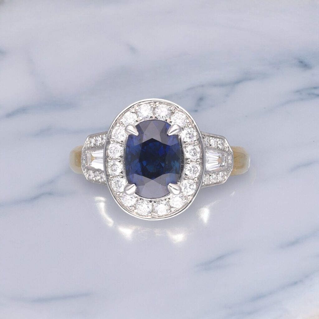 Sapphire & Diamond Art Deco Inspired ring
