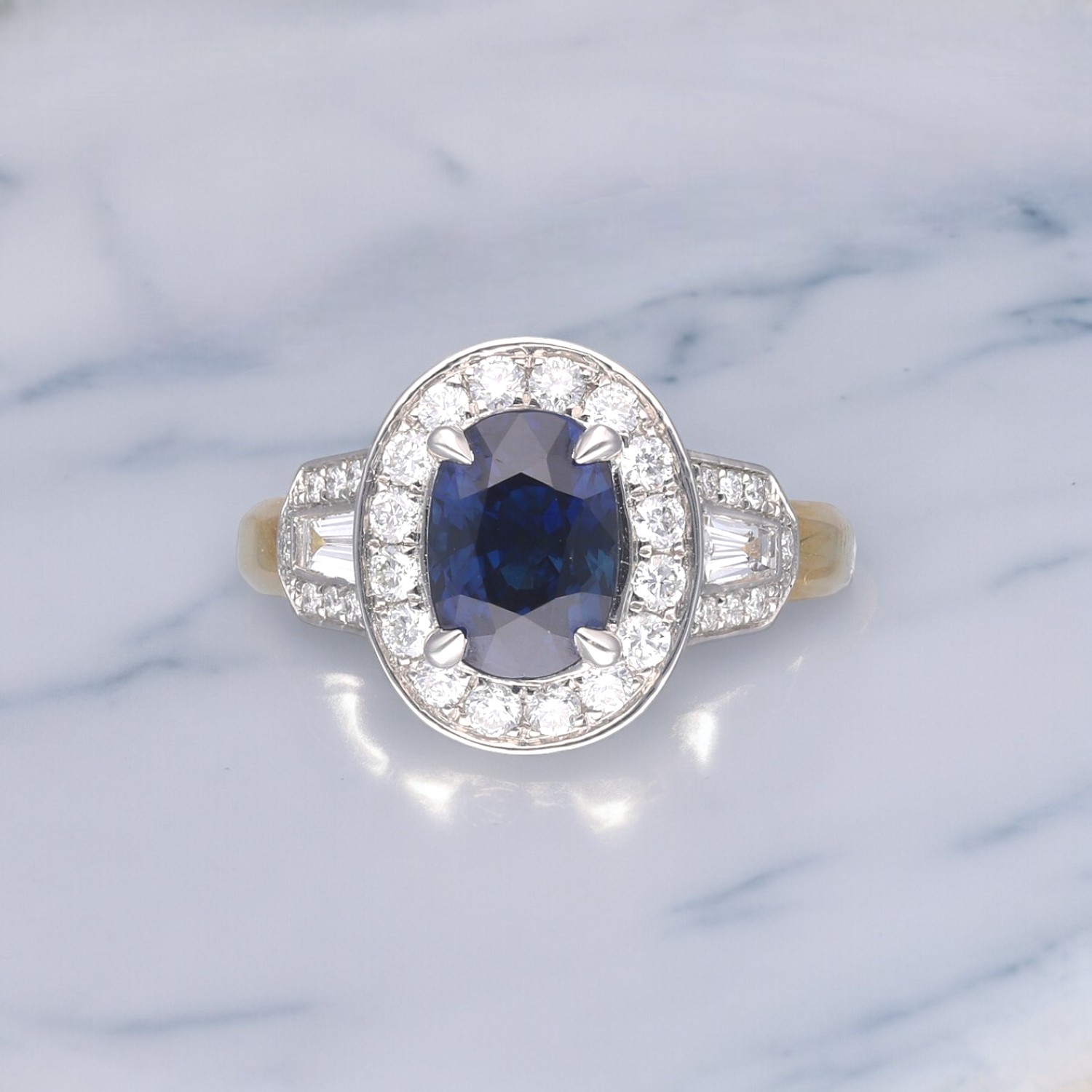Sapphire & Diamond Art Deco Inspired ring 1 Sapphire & Diamond Art Deco Inspired ring