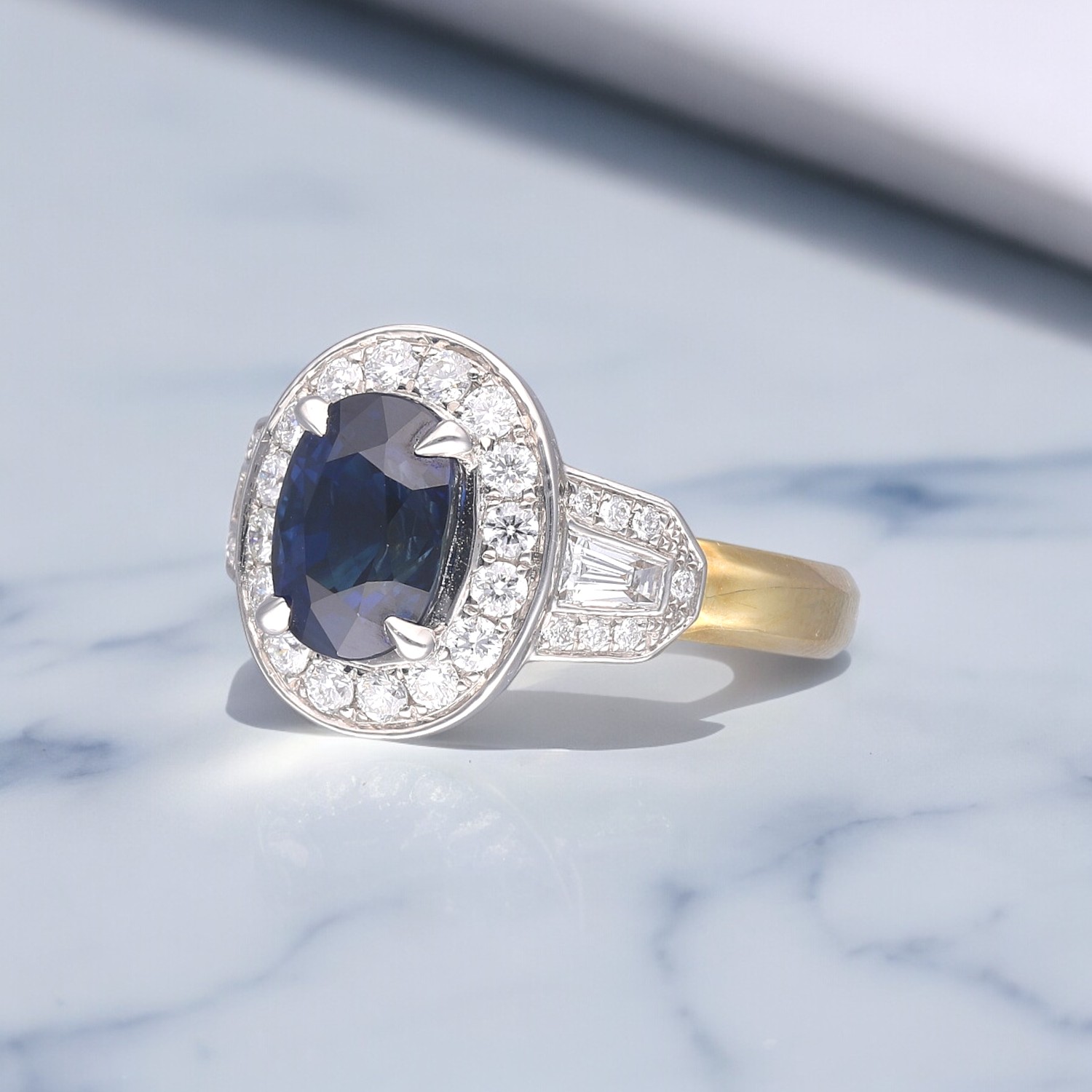 Sapphire & Diamond Art Deco Inspired ring 2 Sapphire & Diamond Art Deco Inspired ring - Image 2